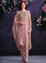 Shimmer Organza Pink Festival Wear Embroidery Work Straight Suit